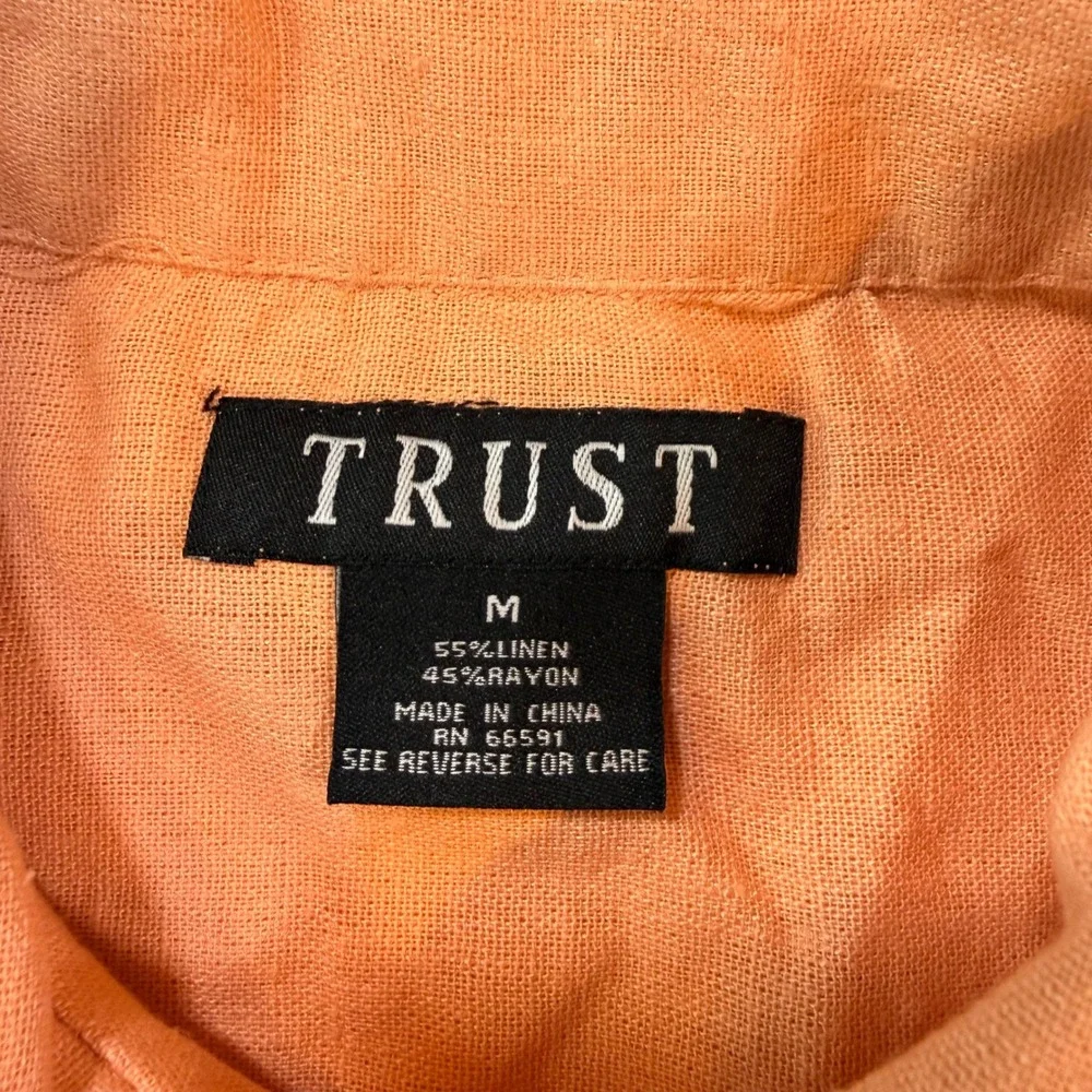 Trust Short Sleeve Linen Blend L Resort Classic Camp Collared‎ Button-Down Beach